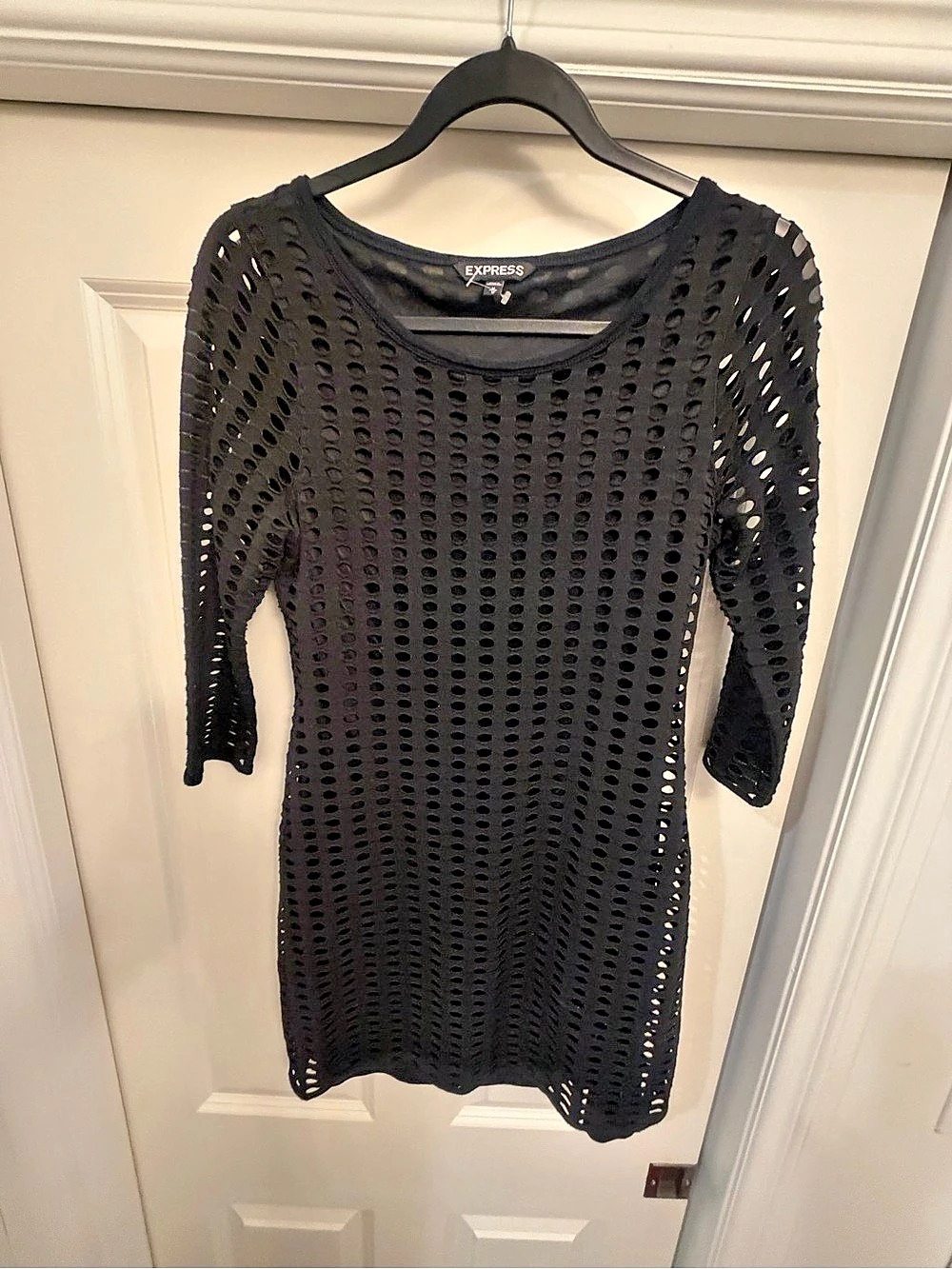 Express Perforated Mini Dress in Black Size Medium